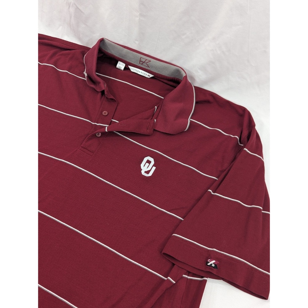 Cutter Buck Oklahoma Sooners Heavy Striped Red Thick Knit Golf Polo XXL